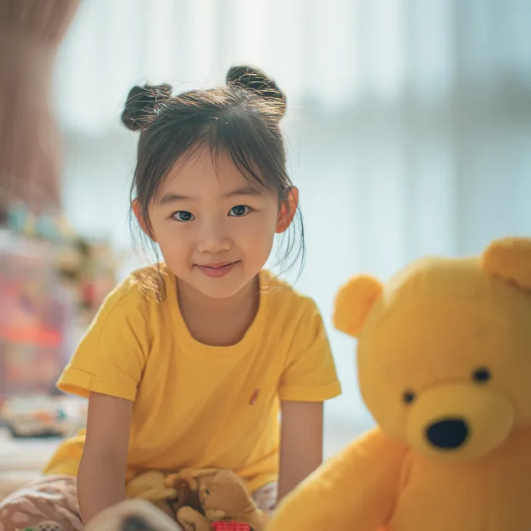 Kind in einem Spielzimmer, KI generiertes Werbebild