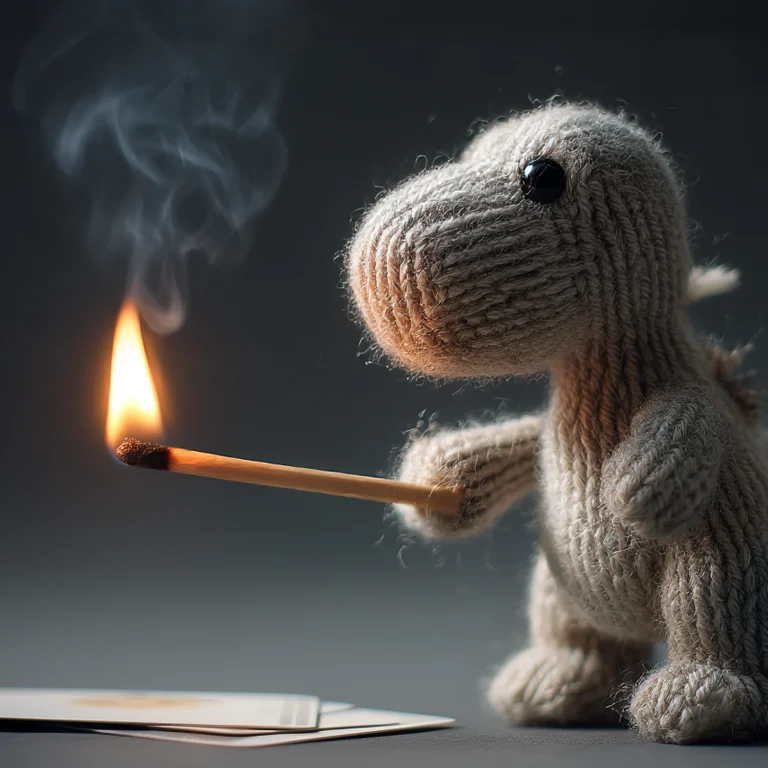 Dino mit Streichholz
